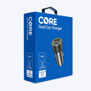 Core Dual Car Charger USB-A & USB-C